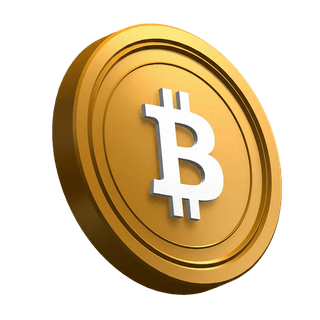 Ukośnie ustawiona moneta Bitcoin (BTC) w projekcie sekcji hero